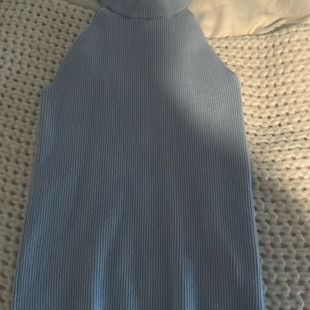 High neck blue tank top